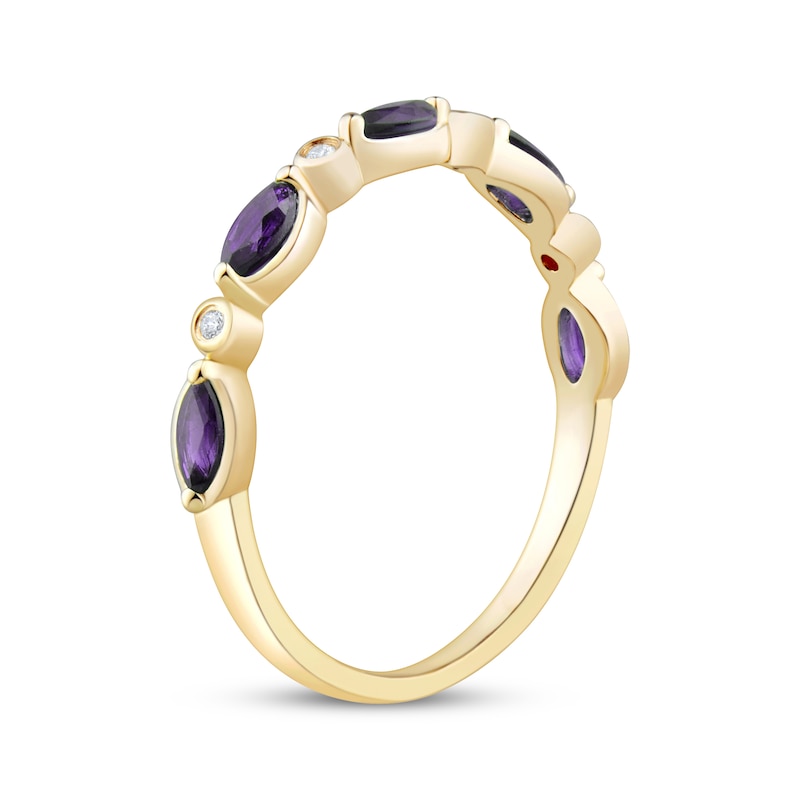 Main Image 2 of Now + Forever Marquise-Cut Amethyst & Diamond Accent Anniversary Ring 10K Yellow Gold