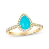 Thumbnail Image 1 of Le Vian Pear-Shaped Turquoise Halo Ring 1/3 ct tw Diamonds 14K Honey Gold