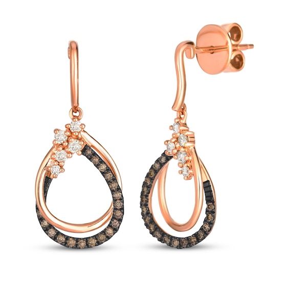 Le Vian Desert Diamonds Teardrop Frame Earrings 1/3 ct tw 14K Strawberry Gold