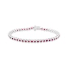 Thumbnail Image 1 of Lab-Created Ruby Bezel-Set Line Bracelet Sterling Silver 7.25"