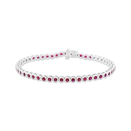 Lab-Created Ruby Bezel-Set Line Bracelet Sterling Silver 7.25"