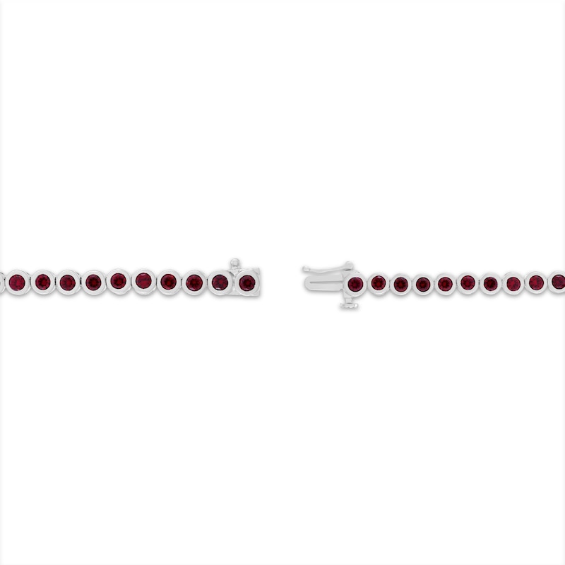 Main Image 2 of Lab-Created Ruby Bezel-Set Line Bracelet Sterling Silver 7.25"