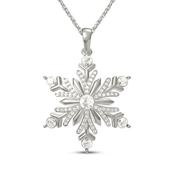 Diamond Snowflake Necklace 1/10 ct tw Sterling Silver 18"