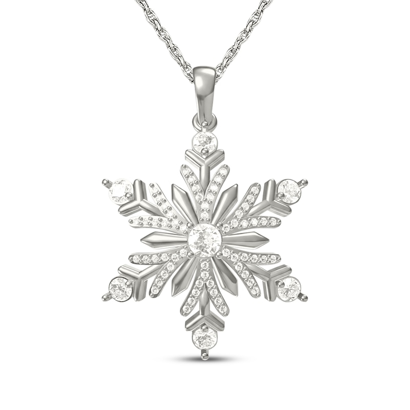 Main Image 1 of Diamond Snowflake Necklace 1/10 ct tw Sterling Silver 18"