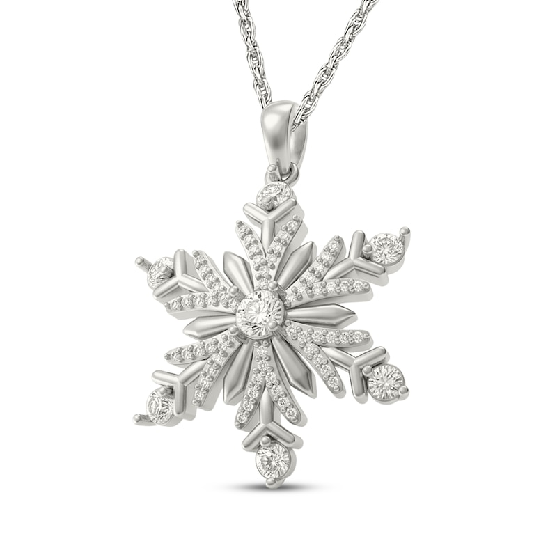 Main Image 2 of Diamond Snowflake Necklace 1/10 ct tw Sterling Silver 18"