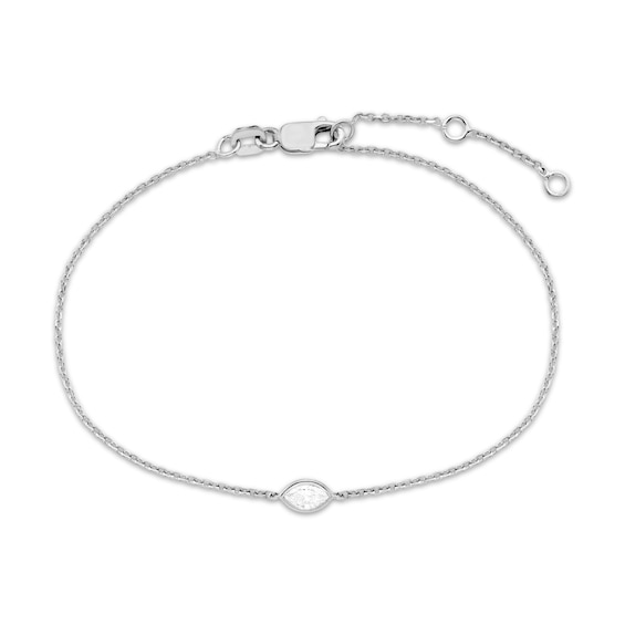 KAY Lab-Grown Diamonds Marquise-Cut Bezel-Set Solitaire Bracelet 1/8 ct tw 10K White Gold 7.25" (F/SI2)
