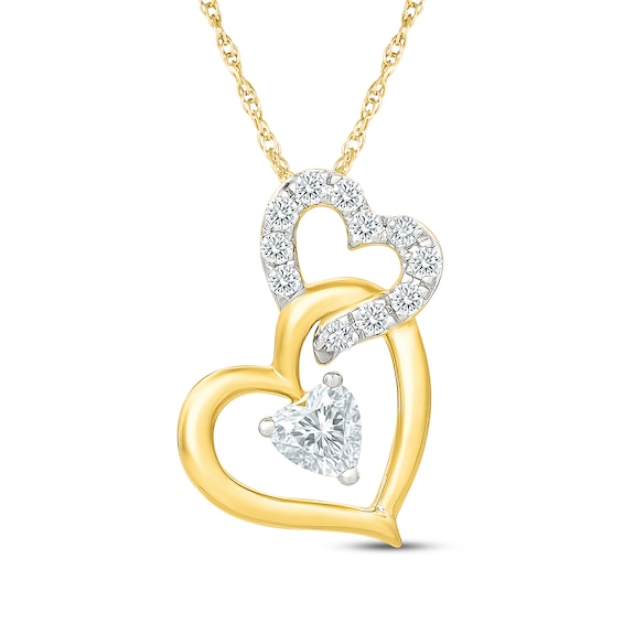 KAY Lab-Grown Diamonds Heart-Shaped Necklace 1/2 ct tw 10K Yellow Gold 18"