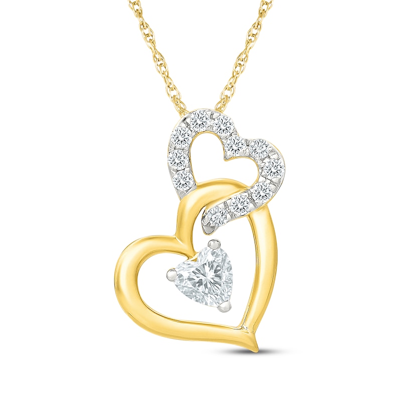 Main Image 1 of KAY Lab-Grown Diamonds Heart-Shaped Necklace 1/2 ct tw 10K Yellow Gold 18"