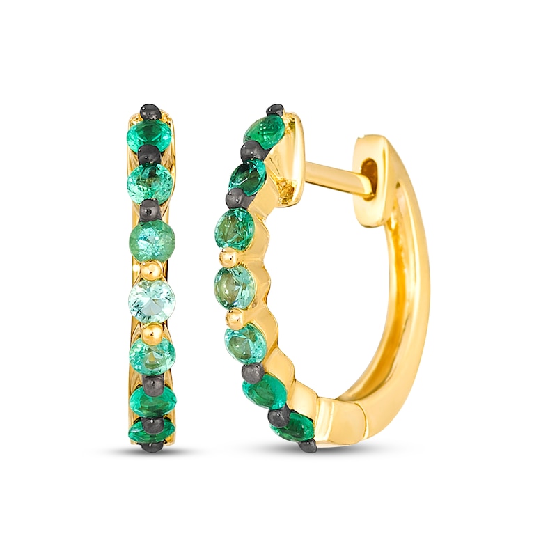 Main Image 1 of Le Vian Emerald Ombré Hoop Earrings 14K Honey Gold