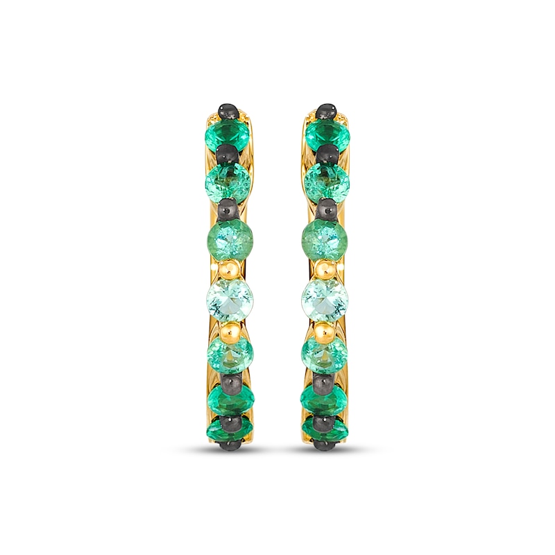 Main Image 2 of Le Vian Emerald Ombré Hoop Earrings 14K Honey Gold
