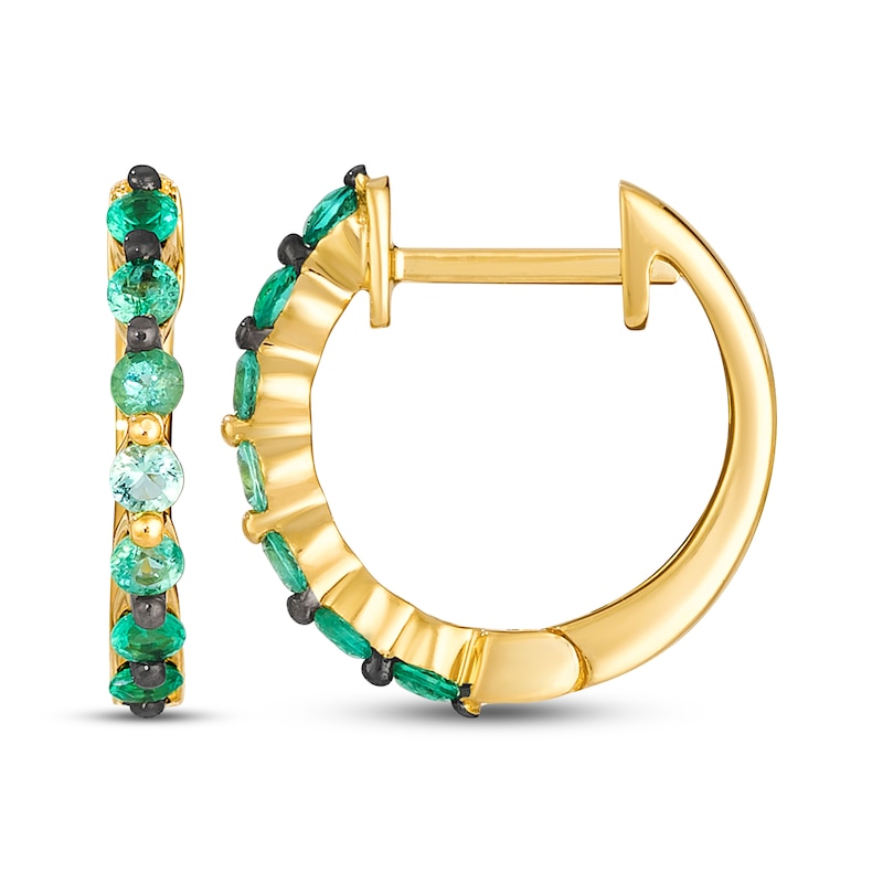 Main Image 3 of Le Vian Emerald Ombré Hoop Earrings 14K Honey Gold