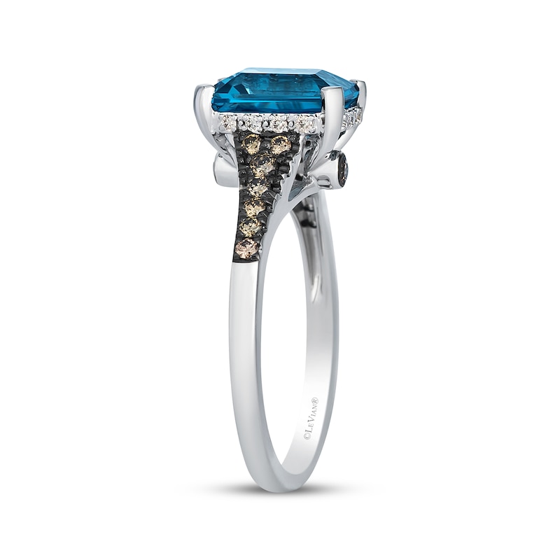 Main Image 2 of Le Vian Emerald-Cut Blue Topaz Ring 1/3 ct tw Diamonds 14K Vanilla Gold