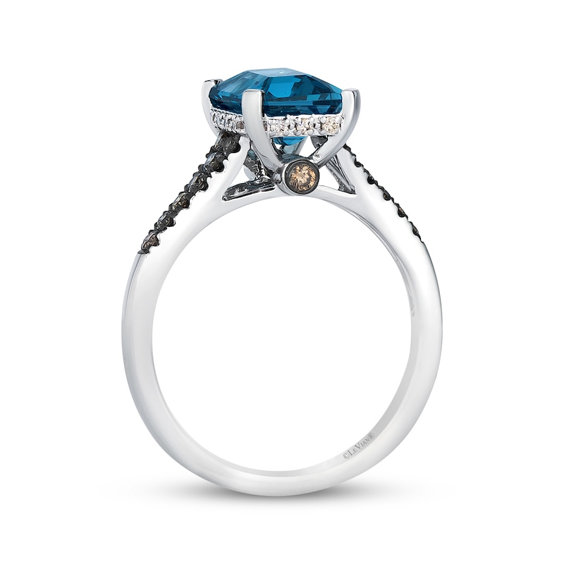 Main Image 3 of Le Vian Emerald-Cut Blue Topaz Ring 1/3 ct tw Diamonds 14K Vanilla Gold