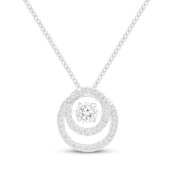 Unstoppable Love Double Circle Necklace 1/2 ct tw 10K White Gold 19"