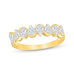 KAY Lab-Grown Diamonds Pear-Shaped Alternating Ring 1 ct tw 10K Yellow Gold