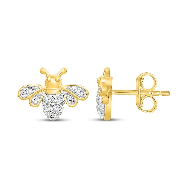 Main Image 3 of Diamond Bee Stud Earrings 1/15 ct tw 10K Yellow Gold