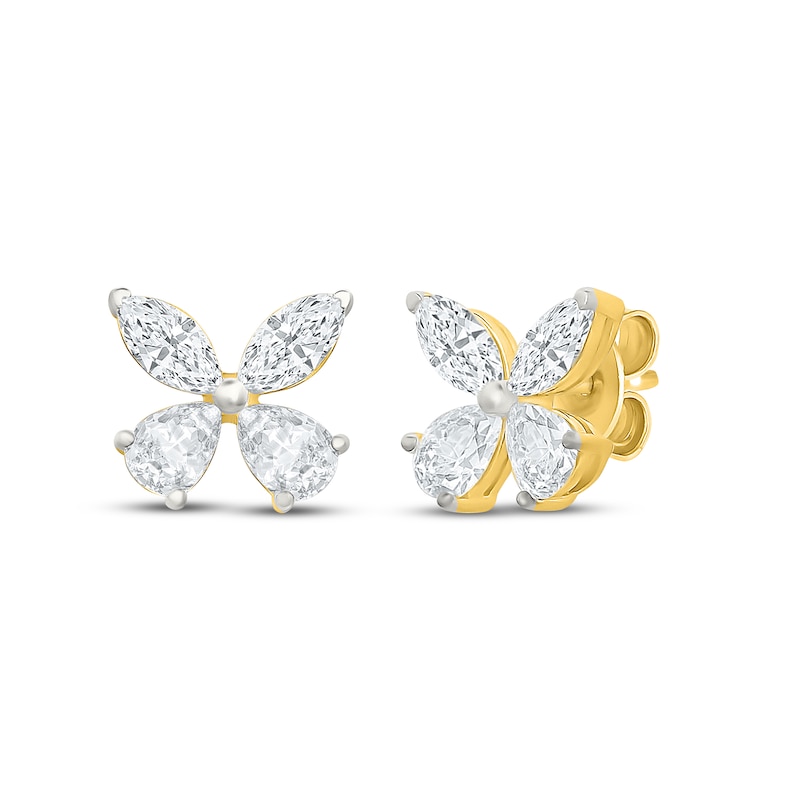 Main Image 1 of KAY Lab-Grown Diamonds Pear-Shaped & Marquise-Cut Butterfly Stud Earrings 1 ct tw 10K Yellow Gold