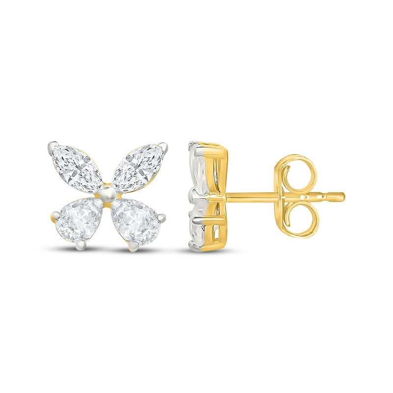Main Image 3 of KAY Lab-Grown Diamonds Pear-Shaped & Marquise-Cut Butterfly Stud Earrings 1 ct tw 10K Yellow Gold