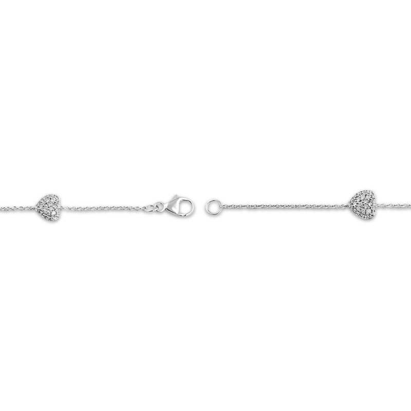 Main Image 3 of KAY Lab-Grown Diamonds Pavé-Set Heart Station Bracelet 1/2 ct tw Sterling Silver 7"