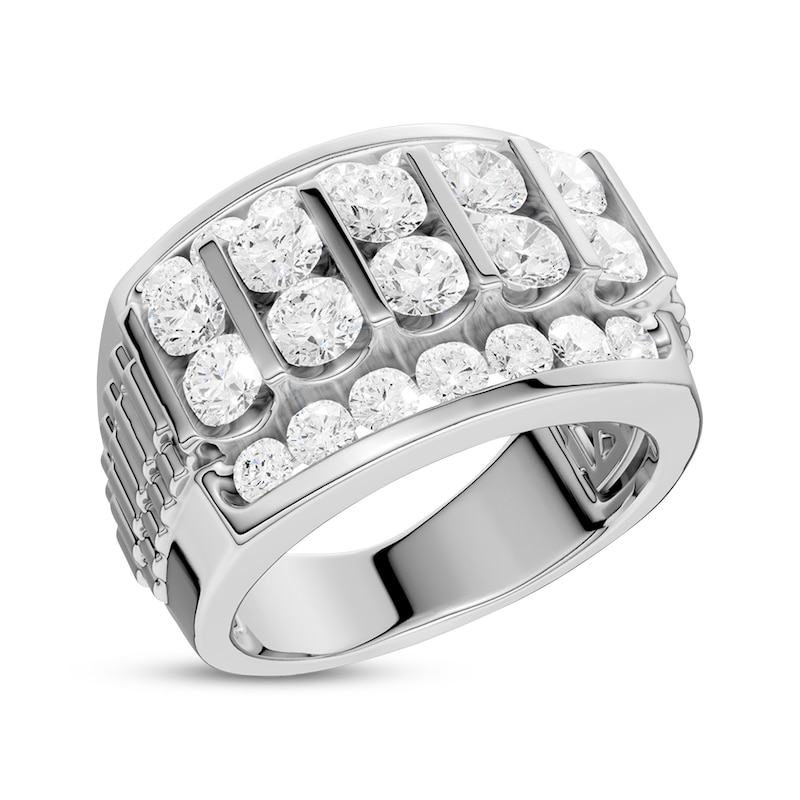 Main Image 2 of Men's KAY Lab-Grown Diamonds Four-Row Ring 3 ct tw Sterling Silver