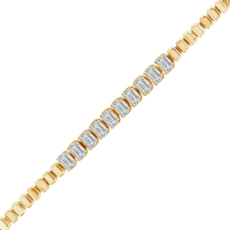 Main Image 3 of KAY Lab-Grown Diamonds Emerald-Cut Bracelet 1-1/2 ct tw 24K Yellow Gold Vermeil Sterling Silver 7"