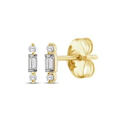 KAY Lab-Grown Diamonds Baguette & Round-Cut Stud Earrings 1/15 ct tw 10K Yellow Gold