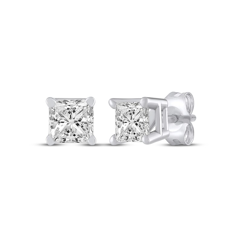 Main Image 1 of KAY Lab-Grown Diamonds Princess-Cut Solitaire Stud Earrings 1 ct tw 10K White Gold (F/SI2)