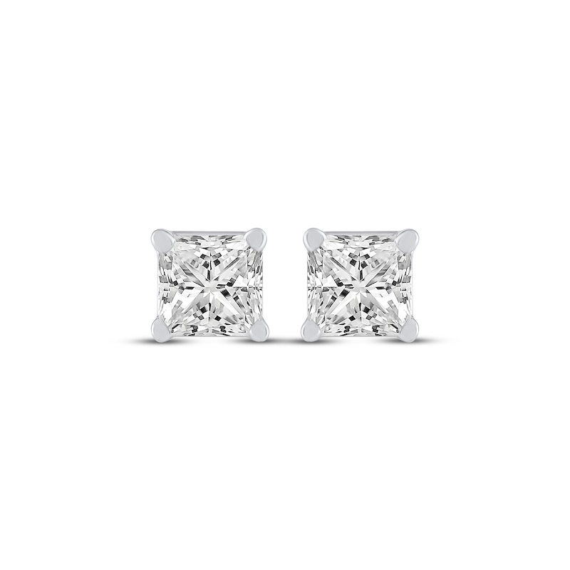Main Image 2 of KAY Lab-Grown Diamonds Princess-Cut Solitaire Stud Earrings 1 ct tw 10K White Gold (F/SI2)