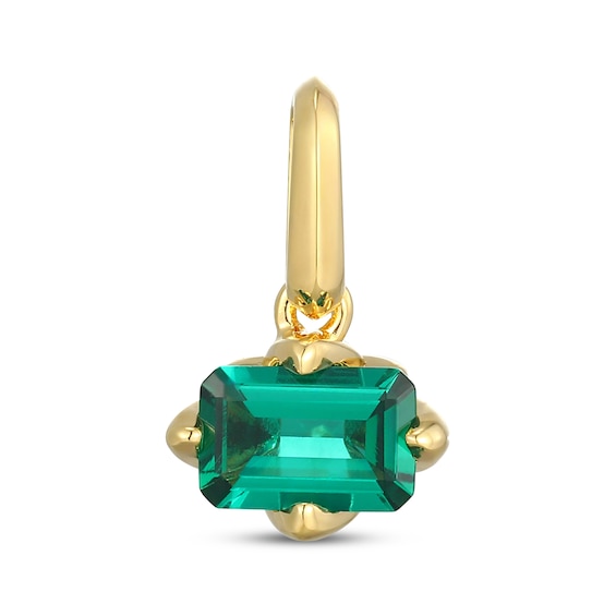 STUDIO BY KAY Emerald-Cut Lab-Created Emerald East-West Charm 24K Yellow Gold Vermeil Sterling Silver