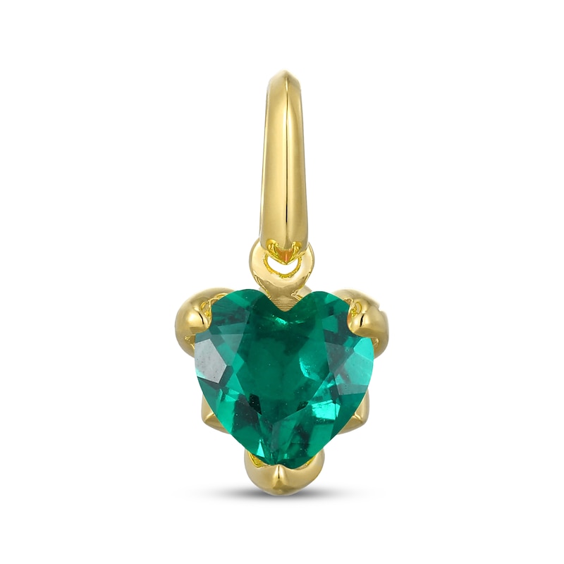 Main Image 1 of STUDIO BY KAY Heart-Shaped Lab-Created Emerald Charm 24K Yellow Gold Vermeil Sterling Silver