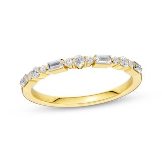 Now + Forever Lab-Grown Diamonds Baguette & Round-Cut Anniversary Ring 1/4 ct tw 14K Rose Gold