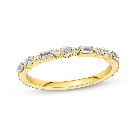 Now + Forever Lab-Grown Diamonds Baguette & Round-Cut Anniversary Ring 1/4 ct tw 14K Rose Gold