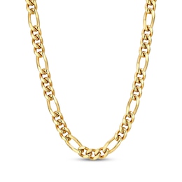 JAXXON Men's Collection 7mm Figaro Chain Necklace Yellow Ion-Plated Solid Stainless Steel 24"