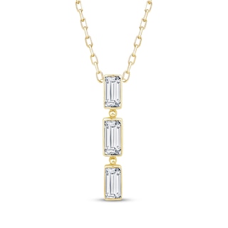 KAY Lab-Grown Diamonds Baguette-Cut Three-Stone Necklace 1/2 ct tw 10K Yellow Gold 18"