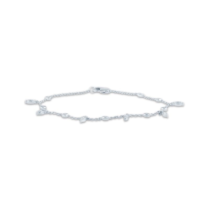 Main Image 1 of Monique Lhuillier Bliss Marquise & Round-Cut Lab-Grown Diamond Dangle Bracelet 1/2 ct tw Platinum-Plated Sterling Silver 7"