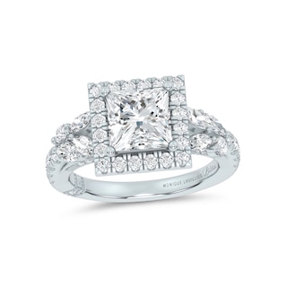 Monique Lhuillier Bliss Lab-Grown Diamond Princess-Shaped Halo Engagement Ring Setting 7/8 ct tw 14K White Gold