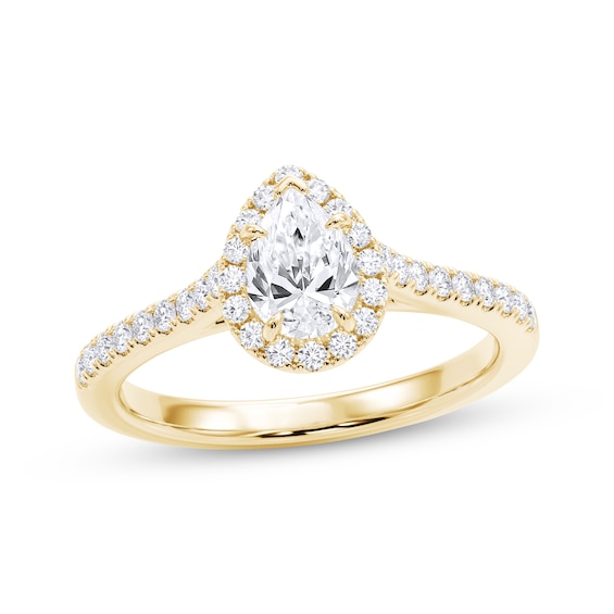 Now + Forever Lab-Grown Diamonds Certified Pear-Shaped Engagement Ring 7/8 ct tw 14K Yellow Gold