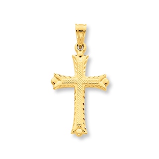 14K Yellow Gold Cross Pendant - Real Gold Religious Charm, No Gemstone, High Polished, Classic Jewelry Gift