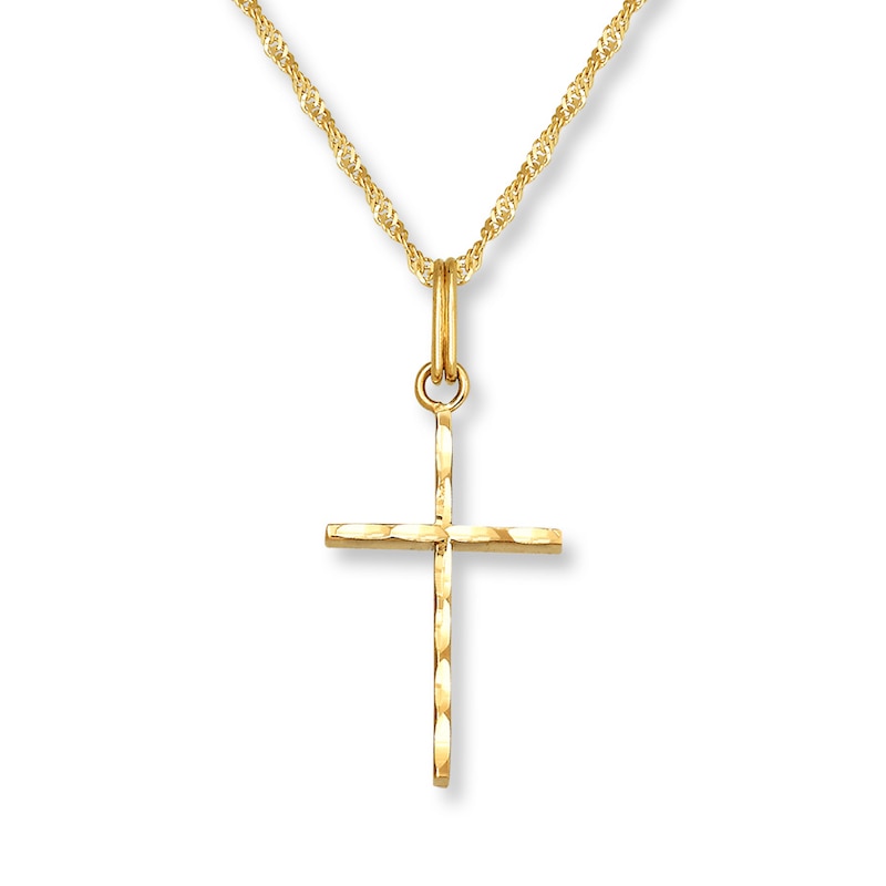 Main Image 1 of Petite Cross Necklace 14K Yellow Gold