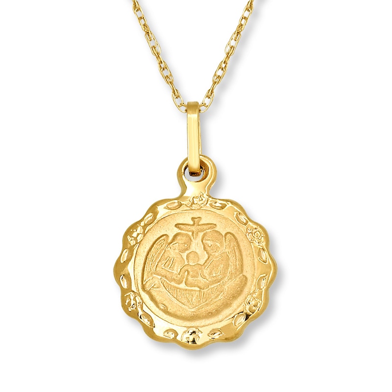 Children's Baptism Medal Necklace 14K Yellow Gold