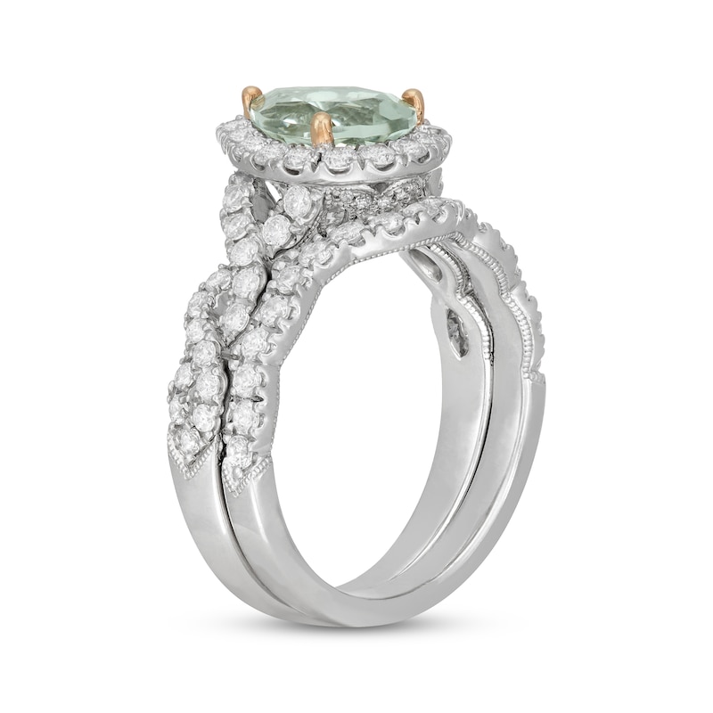 Neil Lane Pear-Shaped Green Quartz Bridal Set 1 ct tw Diamond 14K White Gold