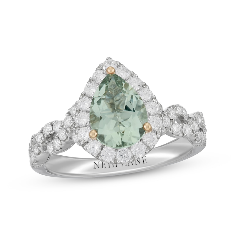 Main Image 1 of Neil Lane Pear-Shaped Green Quartz Engagement Ring 3/4 ct tw Diamond 14K White Gold