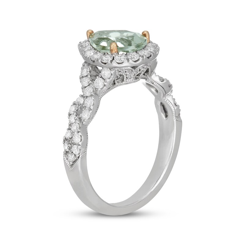 Neil Lane Pear-Shaped Green Quartz Engagement Ring 3/4 ct tw Diamond 14K White Gold