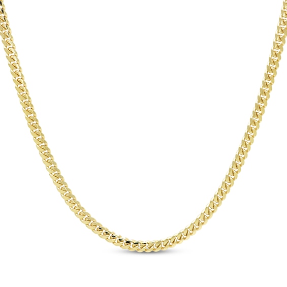 Cuban Curb Chain Necklace 3.3mm Solid 10K Yellow Gold 20”