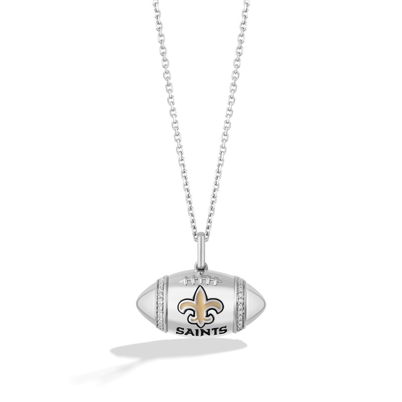 True Fans New Orleans Saints Diamond Accent Football Necklace in Sterling Silver
