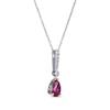 Thumbnail Image 2 of Pear-Shaped Lab-Created Ruby & Round-Cut White Lab-Created Sapphire Drop Necklace Sterling Silver 18”