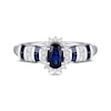 Thumbnail Image 1 of Oval-Cut Blue Sapphire & Diamond Ring 1/10 ct tw 10K White Gold