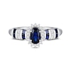 Thumbnail Image 2 of Oval-Cut Blue Sapphire & Diamond Ring 1/10 ct tw 10K White Gold