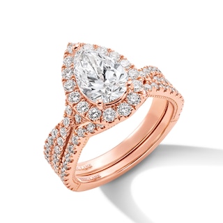 Neil Lane Artistry Pear-Shaped Lab-Grown Diamond Bridal Set 2-1/2 ct tw 14K Rose Gold