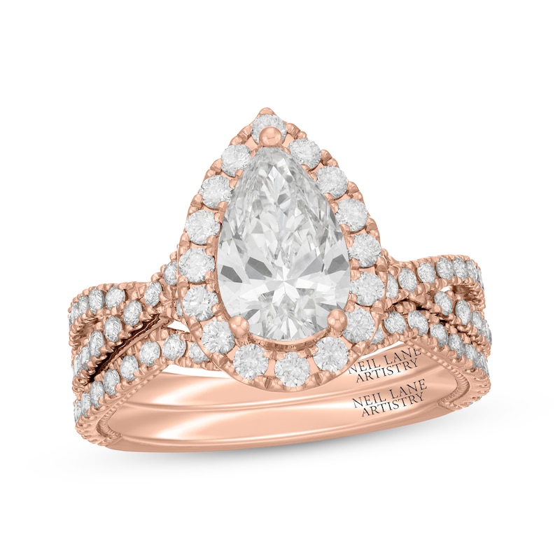 Main Image 1 of Neil Lane Artistry Pear-Shaped Lab-Grown Diamond Bridal Set 2-1/2 ct tw 14K Rose Gold